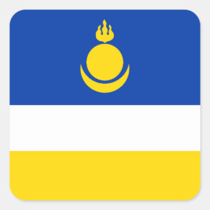 Sticker Carré Drapeau de la Buryatia patriotique