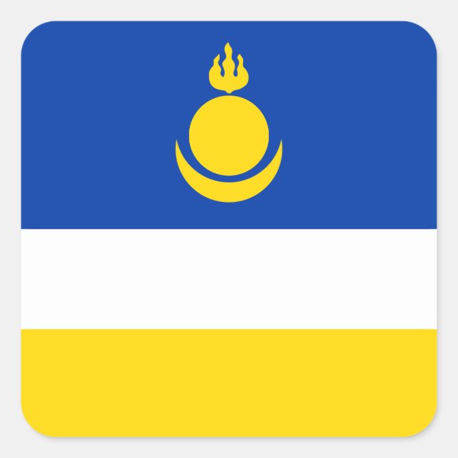 Sticker Carré Drapeau de la Buryatia patriotique (Devant)