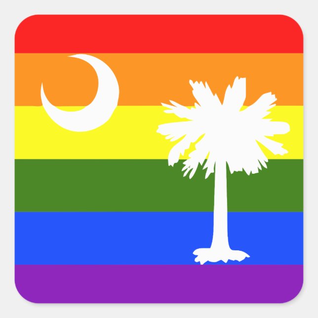 STICKER CARRÉ DRAPEAU DE LA FIERTÉ LGBT CAROLINA DU SUD (Devant)