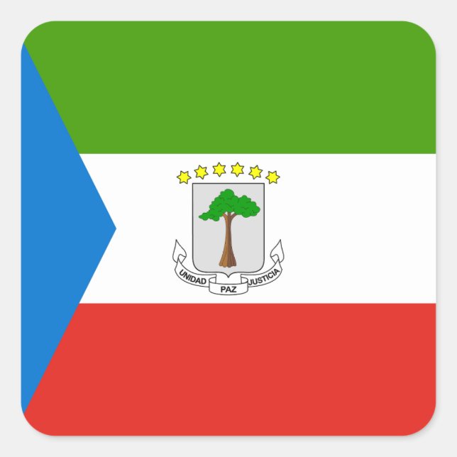 Sticker Carré Drapeau de la Guinée équatoriale (Devant)
