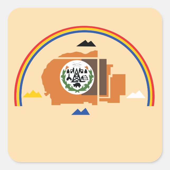 Sticker Carré Drapeau de la nation Navajo - Indien d'Amérique -  (Devant)
