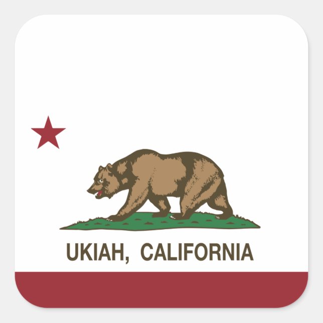 Sticker Carré Drapeau de la République de Californie Ukiah (Devant)