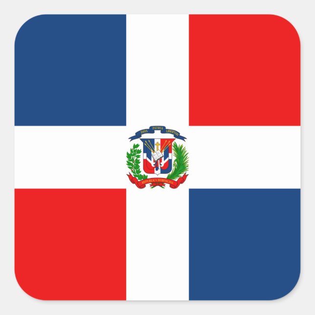 Sticker Carré Drapeau de la République Dominicaine (Devant)