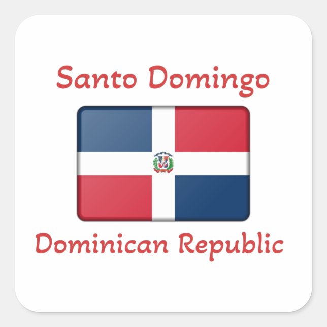 Sticker Carré Drapeau de la République dominicaine de Saint-Domi (Devant)