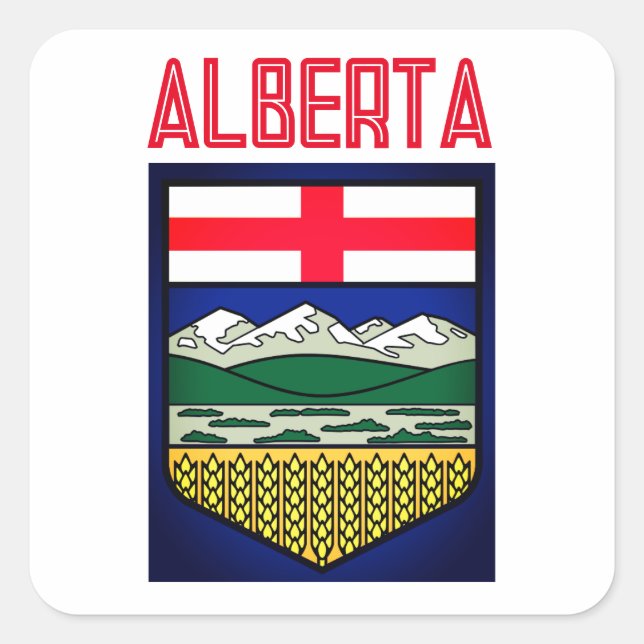 Sticker Carré Drapeau de l'Alberta - CANADA (Devant)