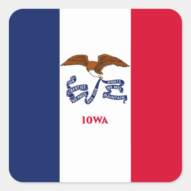 Sticker Carré Drapeau de l'État de l'Iowa (Devant)