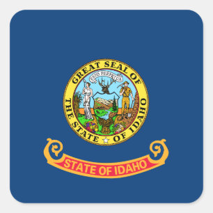 Sticker Carré Drapeau de l'Idaho : l'État Gemme, Montagne de l'O
