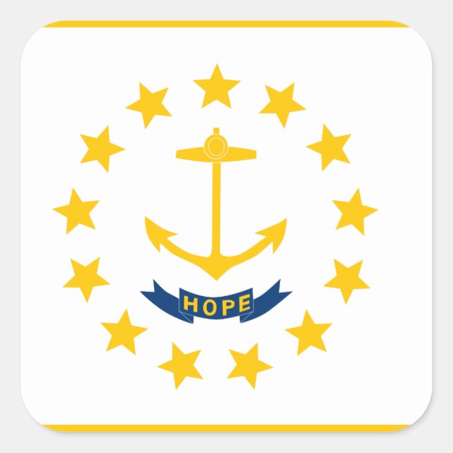 Sticker Carré Drapeau de l'île Rhode (Devant)
