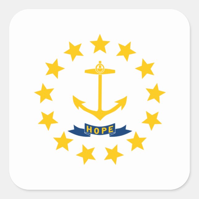 Sticker Carré Drapeau de l'île Rhode, drapeau de l'île Rhode (Devant)