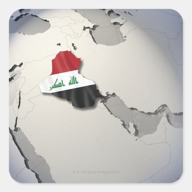 Sticker Carré Drapeau de l'Irak (Devant)