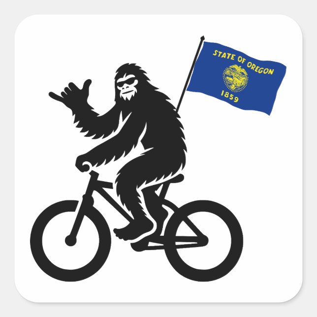 Sticker Carré Drapeau de l'Oregon de Bigfoot Cyclon (Devant)