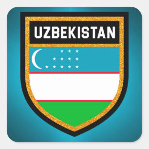 Sticker Carré Drapeau de l'Ouzbékistan