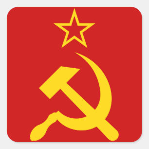 Sticker Carré Drapeau de l'URSS - Drapeau de l'Union soviétique