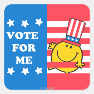 Sticker Carré Drapeau de M. Happy Vote For Me