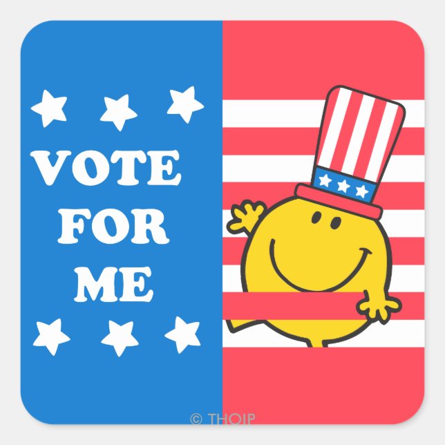 Sticker Carré Drapeau de M. Happy Vote For Me (Devant)