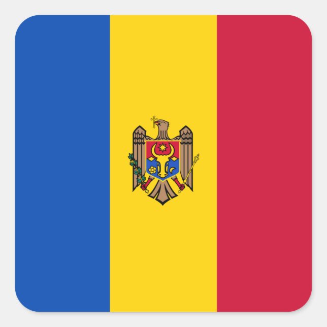 Sticker Carré Drapeau de Moldova (Devant)
