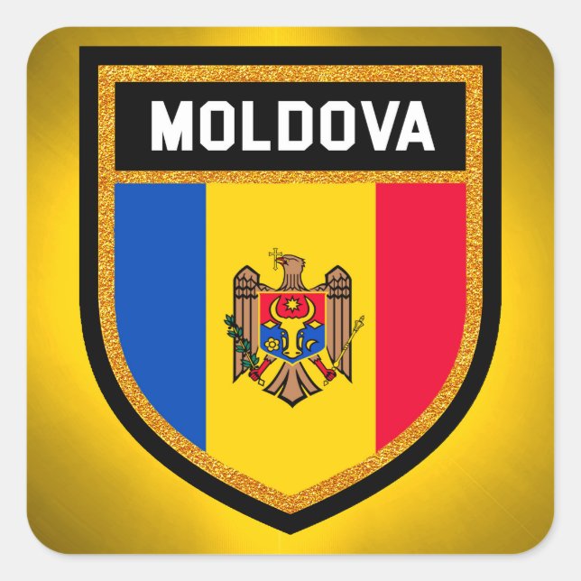 Sticker Carré Drapeau de Moldova (Devant)