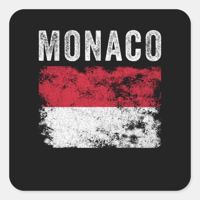 Sticker Carré Drapeau de Monaco en détresse - Drapeau de Monacan (Devant)