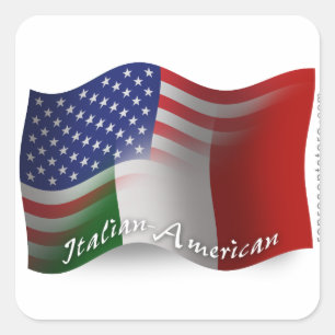 Sticker Carré Drapeau de ondulation Italien-Américain