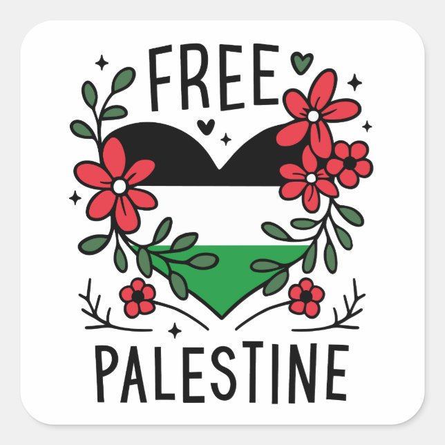 Sticker Carré Drapeau de palestine libre (Devant)