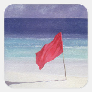 Sticker Carré Drapeau de plage - Avertissement de tempête 1985