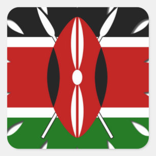Sticker Carré Drapeau de République du Kenya emblématique oeuvre
