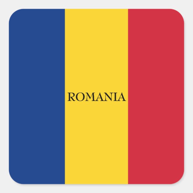 Sticker Carré Drapeau de Roumanie patriotique roumain (Devant)