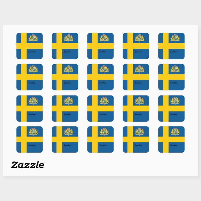 Sticker Carré Drapeau de Suède patriotique & suédois, vacances / (Feuille)