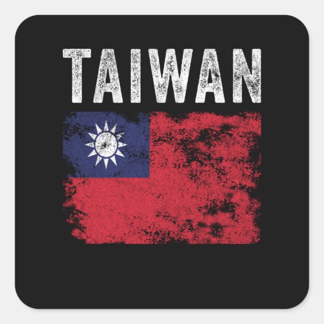 Sticker Carré Drapeau de Taïwan en détresse - Drapeau de Taïwan (Devant)