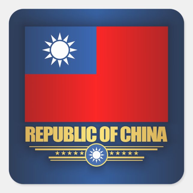 Sticker Carré Drapeau de Taïwan (République de Chine) (Devant)