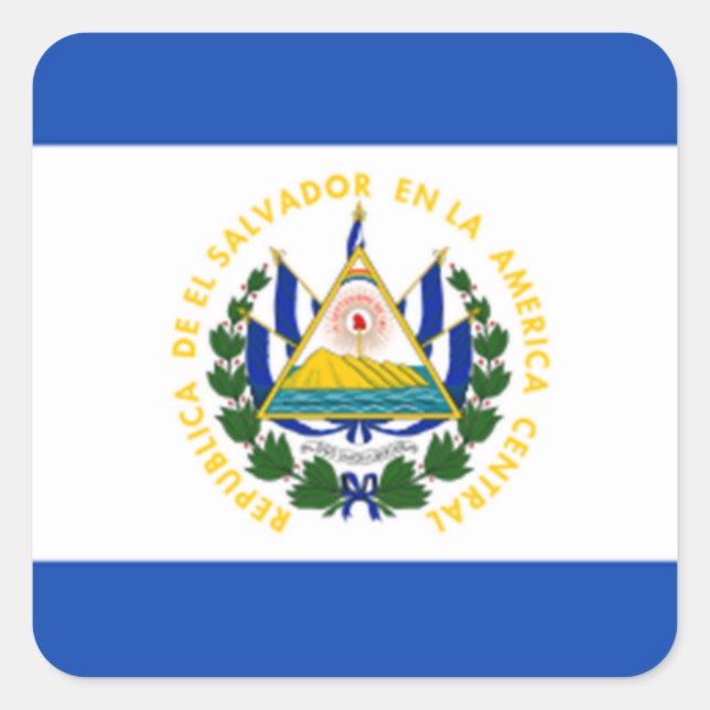 Sticker Carré Drapeau d'El Salvador, Armoiries nationales (Devant)
