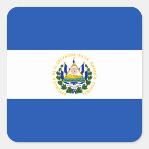 Sticker Carré Drapeau d'étiquette du Salvador