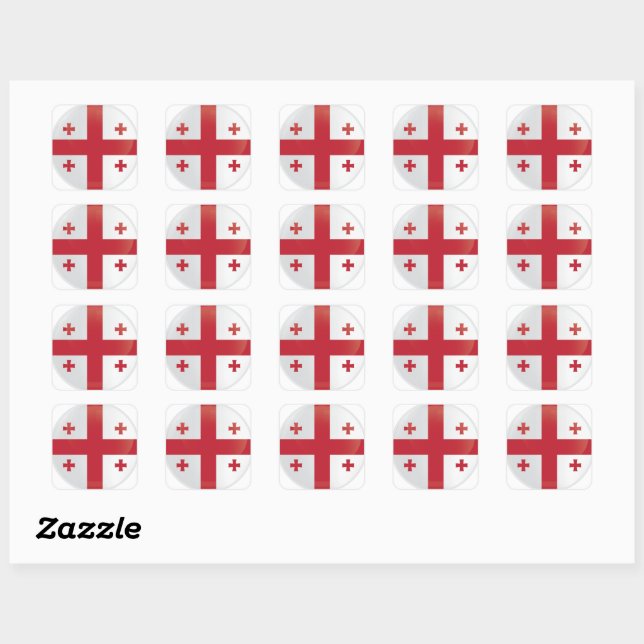 Sticker Carré Drapeau d'icône ronde de Géorgie (Feuille)
