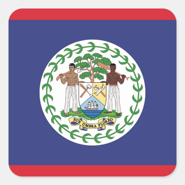 Sticker Carré Drapeau du Belize (Devant)