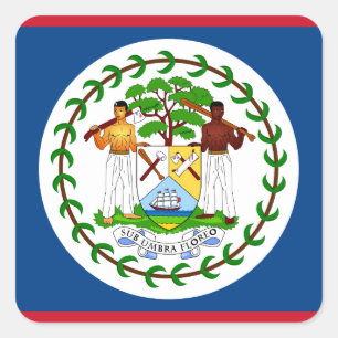 Sticker Carré Drapeau du Belize