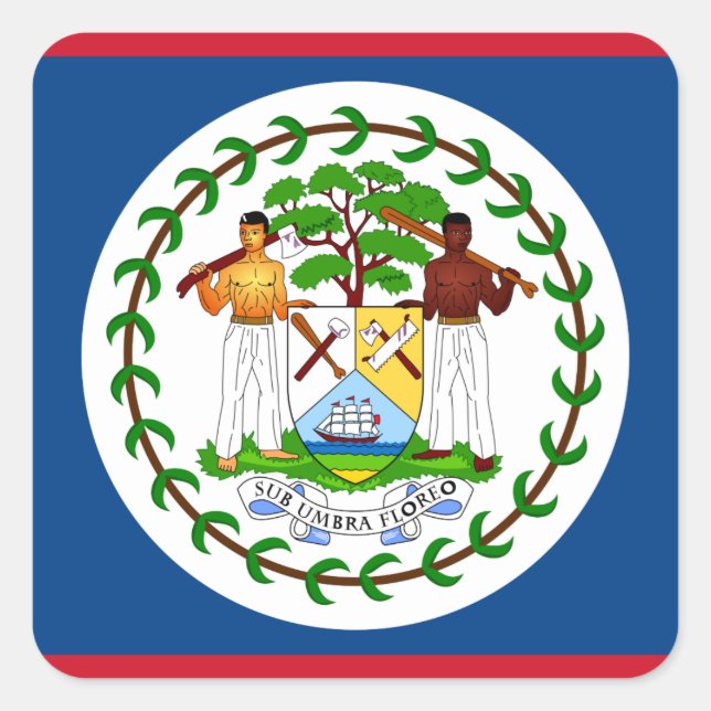 Sticker Carré Drapeau du Belize (Devant)