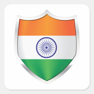 Sticker Carré Drapeau du Bouclier d'argent indien