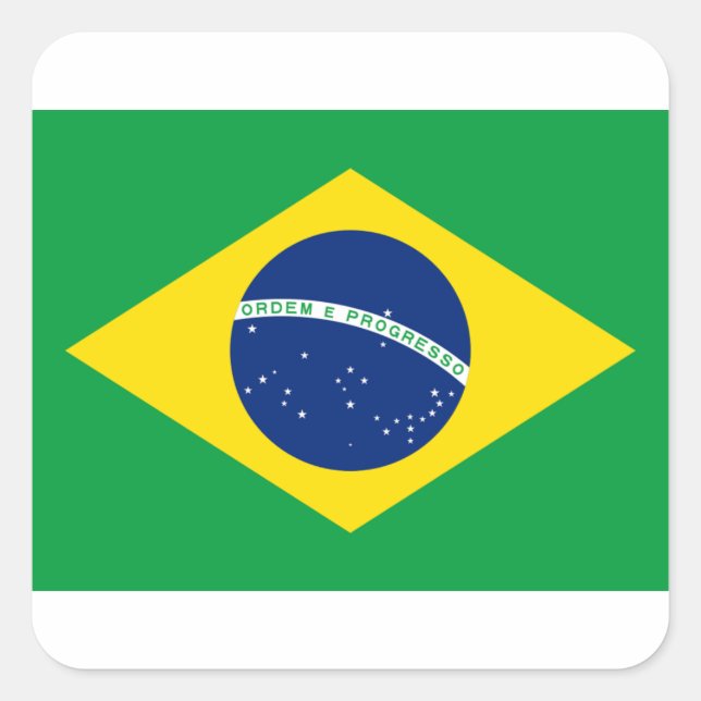 Sticker Carré Drapeau du Brésil - Bandeira do Brasil (Devant)