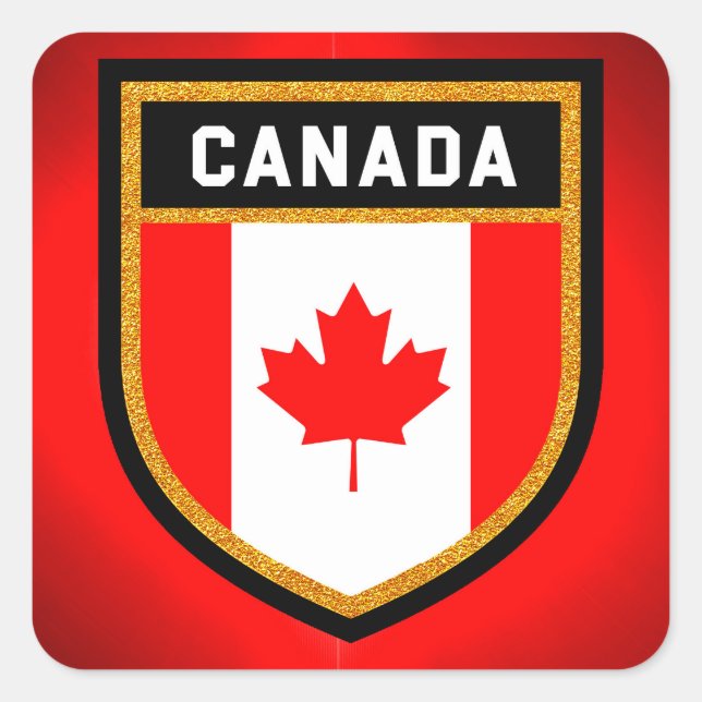 Sticker Carré Drapeau du Canada (Devant)