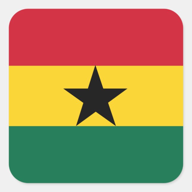 Sticker Carré Drapeau du Ghana (Devant)