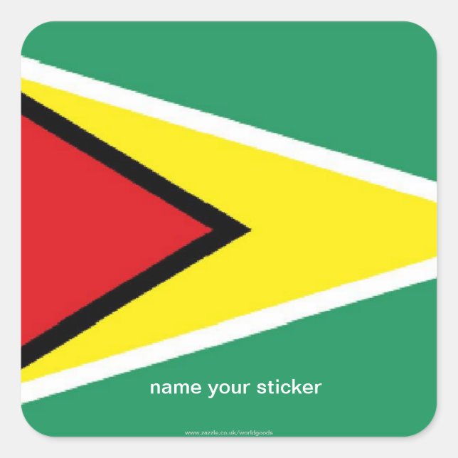 Sticker Carré Drapeau du Guyana (Devant)