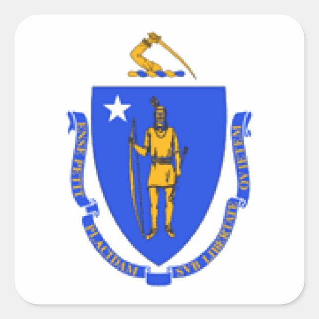 Sticker Carré Drapeau du Massachusetts (Devant)