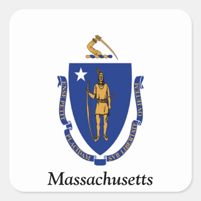 Sticker Carré Drapeau du Massachusetts (Devant)