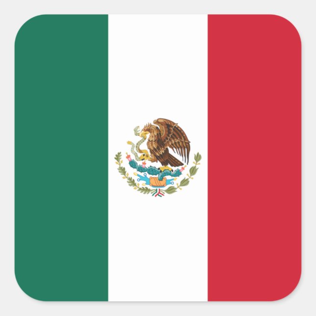 Sticker Carré Drapeau du Mexique, Bandera de la République mexic (Devant)