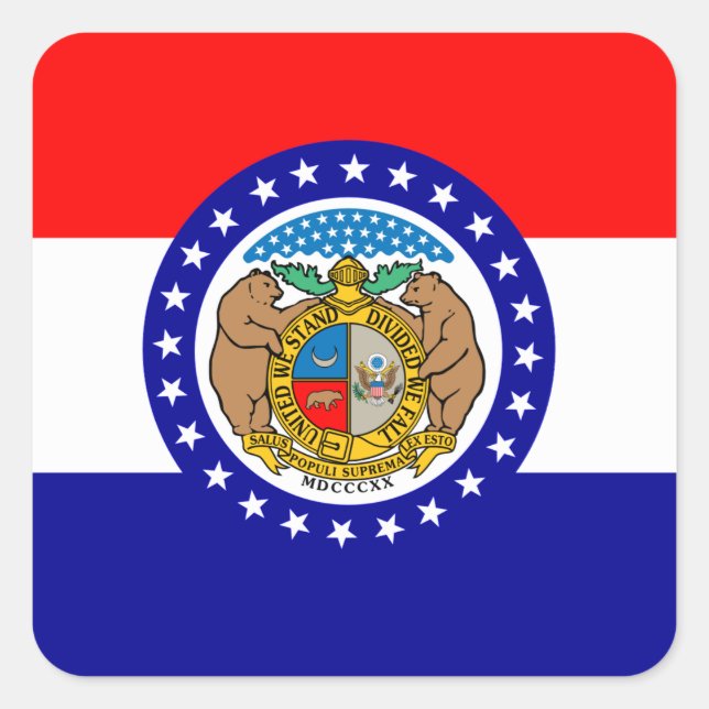 Sticker Carré Drapeau du Missouri (Devant)