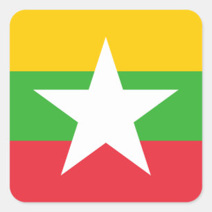 Sticker Carré Drapeau du Myanmar