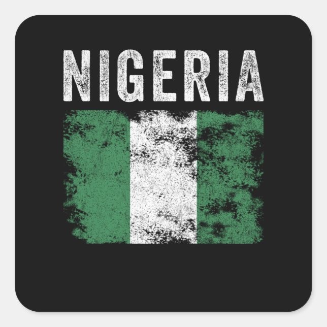 Sticker Carré Drapeau du Nigeria en détresse - Drapeau du Nigeri (Devant)