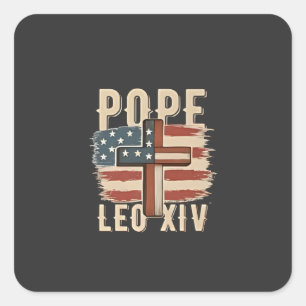 Sticker Carré Drapeau du Pape Léon XIV Église chrétienne Da Pope
