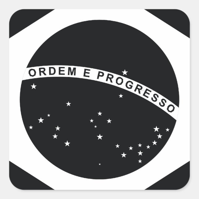 Sticker Carré Drapeau du pays du Brésil noir (Devant)