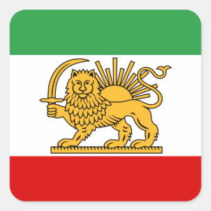 Sticker Carré Drapeau du Shah d'Iran (1964-1980) ♥880 ♥ ♥er
